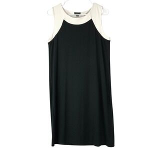 J. Jill Wearever Black Cream Colorblock Sleeveless Shift Dress Womens Small